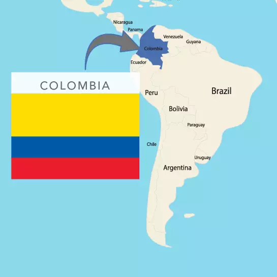 COLOMBIA Flag and Map - Nanan Travel
