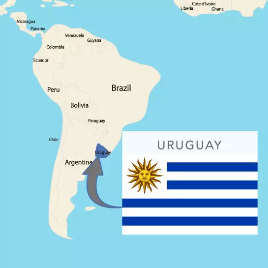 URUGUAY Flag and Map - Nanan Travel